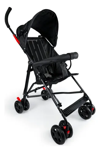 Mega Compras Carrinho De Bebê Guarda Chuva Passeio Cor Preto Chassi Preto