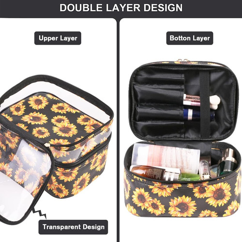 Bolsas De Maquillaje Con Forma De Girasol De Doble Capa, ...