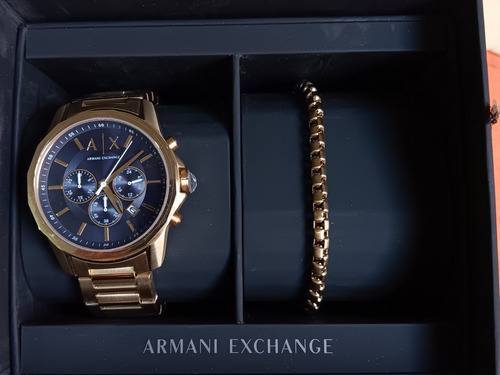 Reloj  Nuevo Armani Exchange, Color Dorado Con Pulsera. 