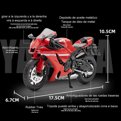 Yamaha Yzf R1 Miniatura Metal Moto Con Base Expositora 1/12