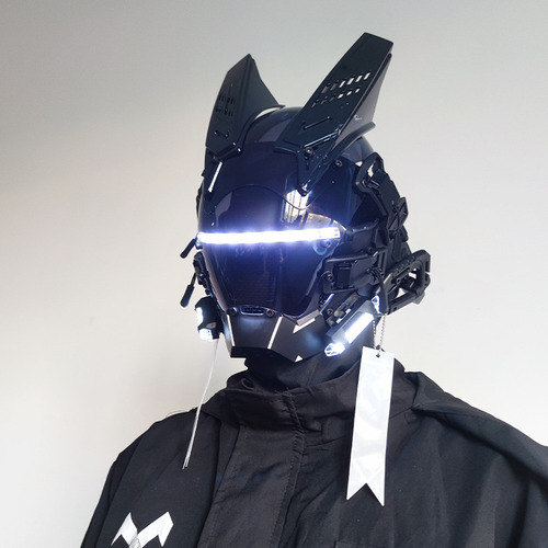 Máscara Cyberpunk White Light Bot Punk 2024 Com Função De Ca