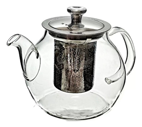 Chaleira Bule Vidro Vai Ao Fogo Chá Infusor 900ml Tampa Inox Cor TANSPARENTE
