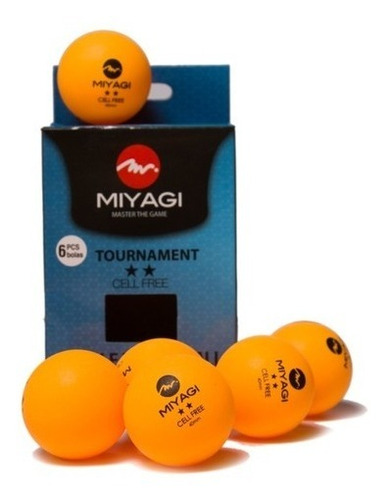 Bola Tenis Mesa Pelota Ping Pong 2 Stars Miyagi Naranjas X 6