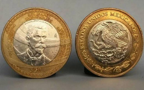 Imagen 1 de 1 de Moneda  Veinte Pesos Belisario Domínguez  Circulada Escaza  