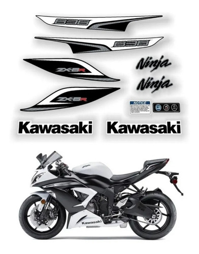 Kit Adesivos Para Kawasaki Ninja Zx-6r 636 2013 16705 Cor Preto
