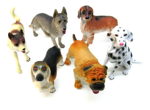 Juguetes Animales Perro Set X6 Mascotas Goma Mediano Pack 28