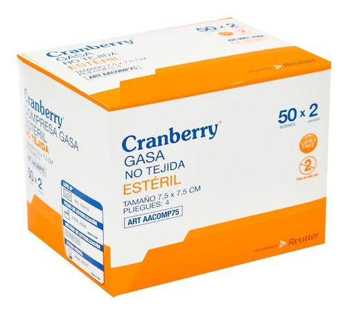 Gasa No Tejida Estéril 7,5 X 7,5 Cm Cranberry