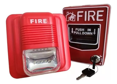 Combo Estación Contra Incendios Manual Sirena Alarma Fuego
