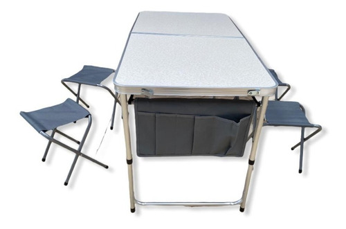 Mesa De Camping Plegable Con Bolso + 4 Sillas Kushiro