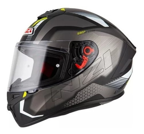 Casco Integral Moto Nzi Negro & Antracite & Amarillo Mate