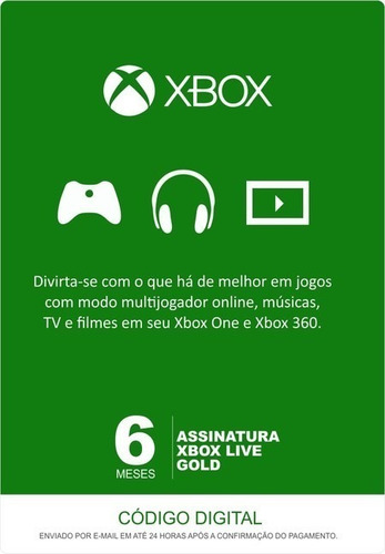 Xbox Live Gold 6 Meses Xbox One Xbox 360 Envio 10 Min