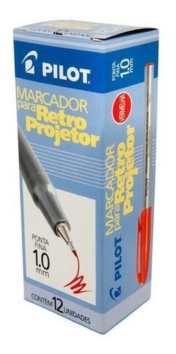 Marcador P/ Retroprojetor Pilot 1.0 Vermelho - Cx C/ 12