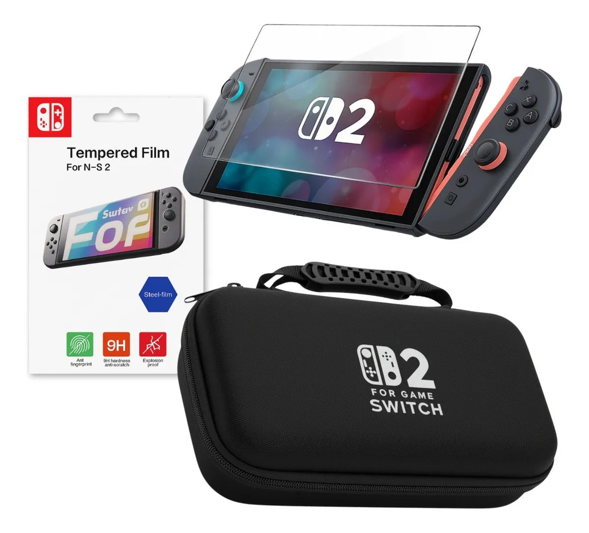 Bag Capa Bolsa De Transporte + Película Vidro Para Switch 2 Cor Preto