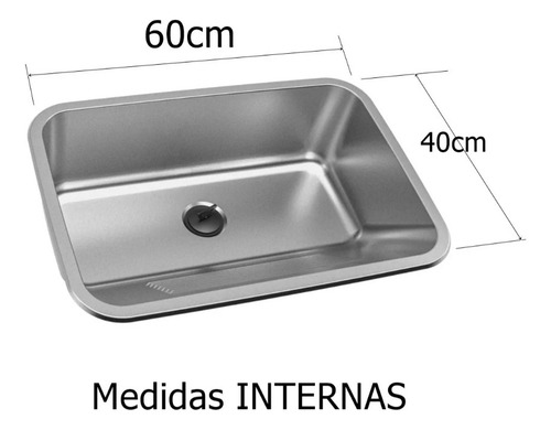 Tanque Inox 304 Grande 60x40x22cm Fosco Ghelplus Acetinado
