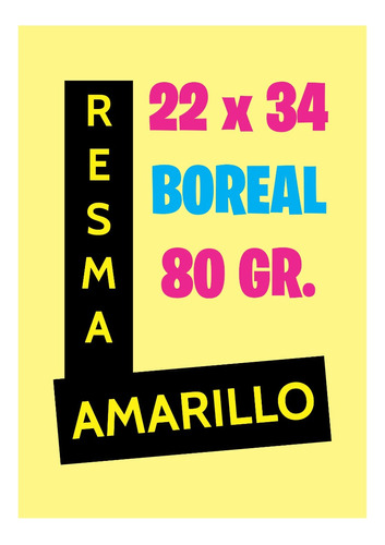 Resma 22 X 34 Color 80 Gr. Boreal Fondeada