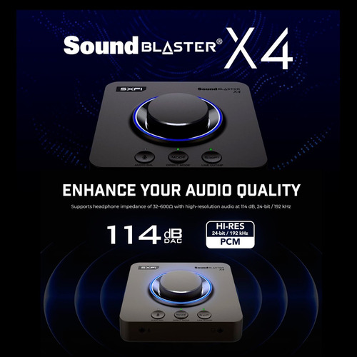 Creative Sound Blaster tarjeta audio X4 Hi-res dac y amp color gris oscuro