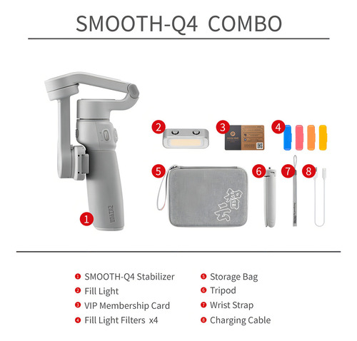 Estabilizador Zhiyun Smooth Q4 Combo Com Led Cor Cinza