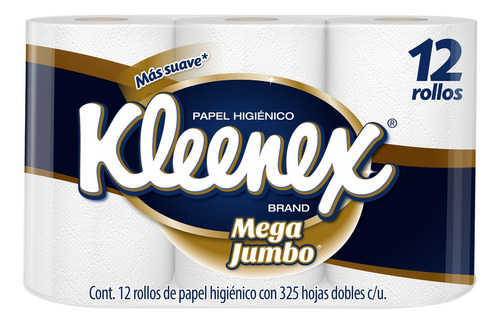 Papel Higiénico Kleenex Mega Jumbo 325 Hojas Dobles 12 R