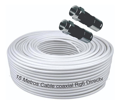 Cable Rg6 Coaxil Rollo X15 Metros C/conectores Incluidos Tda