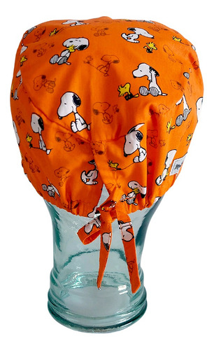 Touca Cirurgico Bandana Enfermagem Peanuts Snoopy Laranja
