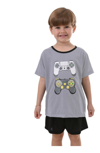 Imagem 3 de 4 de Pijama Infantil Menino Manga Curta Short Estampa Game Jogo