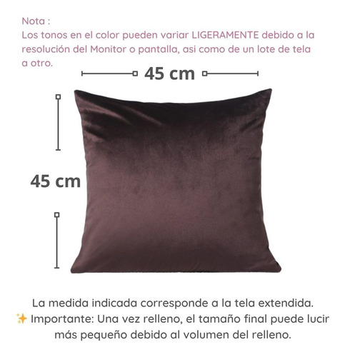 Set 2 Cojín Decorativo Minimalista Sala Recamara Cocoa Velvet