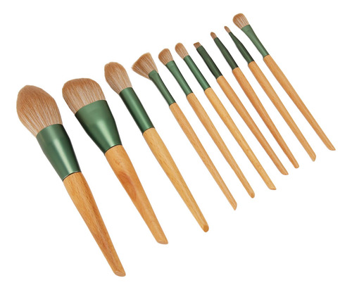 Juego De Brochas De Maquillaje, 10 Piezas, Mango De Madera C