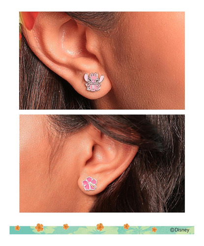 Disney Stitch Angel Stud Pendientes Para Mujer Licencia Lilo