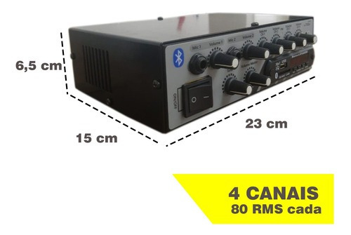 Amplificador Som Ambiente 500 Watts Blue 4 Canais Lsa7000.4bt