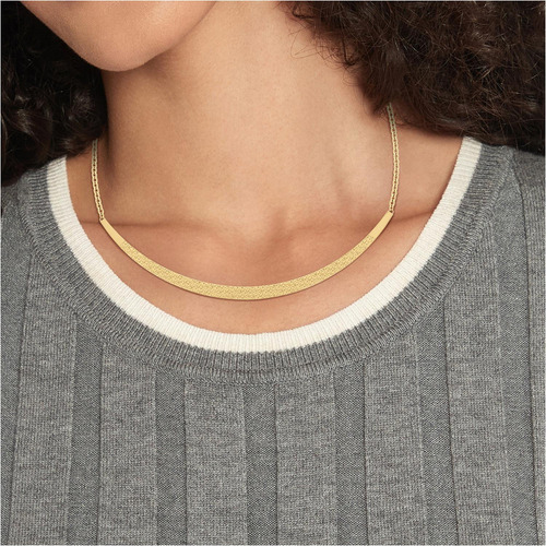 Collar Tommy Hilfiger Rectangular Block Dorado Para Mujer Color 283164