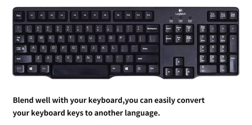 Calcomania Universales Teclado Fondo Negro Con Letras Blanca