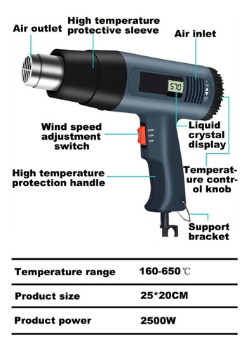 Imagen 2 de 2 de Pistola De Calor Regulable Graduable Ajustable Temperatura