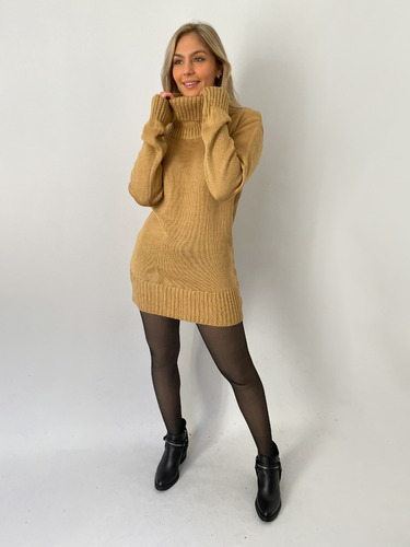 Poleron Largo De Hilo Acrilico Mujer Sweater Pullover Dama