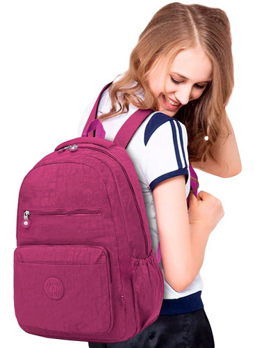 Mochila Feminina Bolsa Barata Média Luxo Espaçosa Escolar Cor Rosa Pink