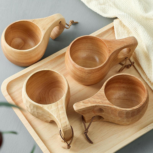 Taza De Madera Para Beber, Ensaladera, Decoración De