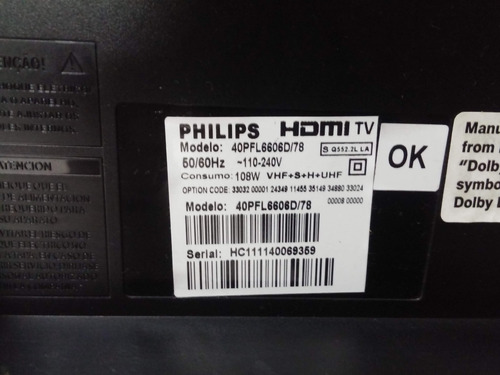 Tv Philips 40pfl6606d/78 Sem Base