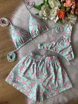 Comprar Biquíni + Short 3 Em 1 Com Shortinho Saida Praia 3 Peças