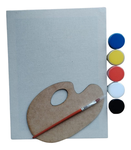 Kit De Arte Para Niño: Bastidor + Pinturas + Pincel + Paleta