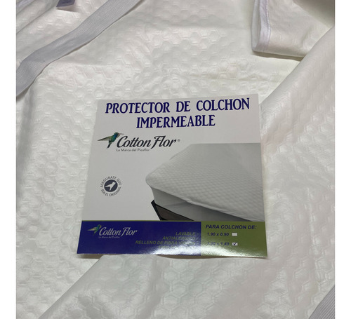 Protector De Colchón Impermeable 2 Plazas Cotton Flor