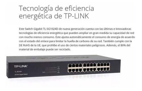 Switch Tp Link Tl-sg1024d 24 Puertos Rj45 Gigabit Rack