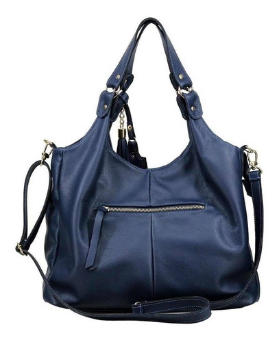 Bolsa hobo Oliver Mour 1025 design lisa de couro  azul com alça de ombro azul alças de cor azul e ferragens metal