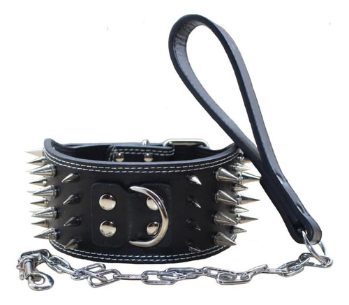 Haoyueer Collar De Perro Con Tachuelas Y 4 Filas De Cuero De