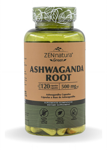 Ashwagandha Root Con 120 Caps De 500 Mg Zen Natura Sin Sabor
