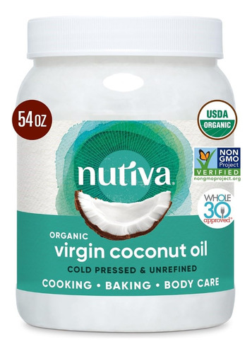 Nutiva - Aceite De Coco Organico Virgen Sin Refinar, 54 Fl O