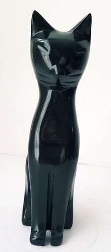 Gato Figura De Marmol Negro Artesania Mexicana Z953
