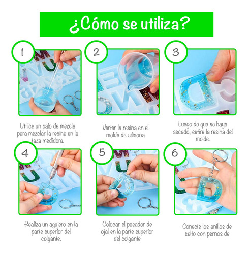 Imagen 6 de 10 de Molde De Silicona Alfabeto Creación De Llaveros Con Resina.