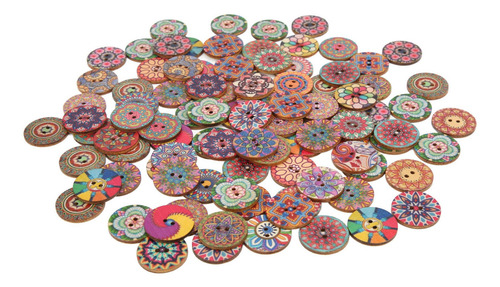Botones De Colores, 100 Unidades, De Madera, Estilo Europeo,
