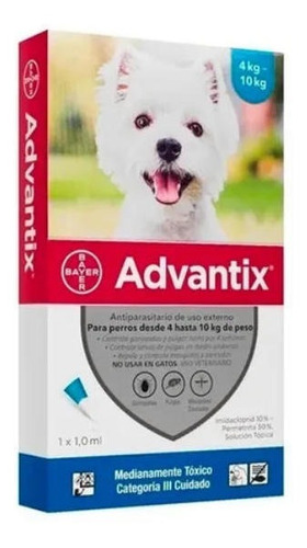 Advantix Pipeta Antipulgas Y Garrapatas Perros 4-10 Kg