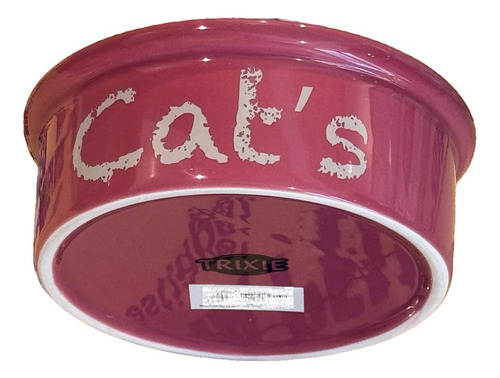 Comedero Bebedero Para Gatos De Cerámica Color Rosa 0.3 L