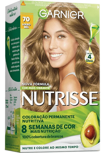  Garnier Nutrisse - Kit Coloração Permanente Nutritiva Tom 70 Louro Mel - Louro Natural